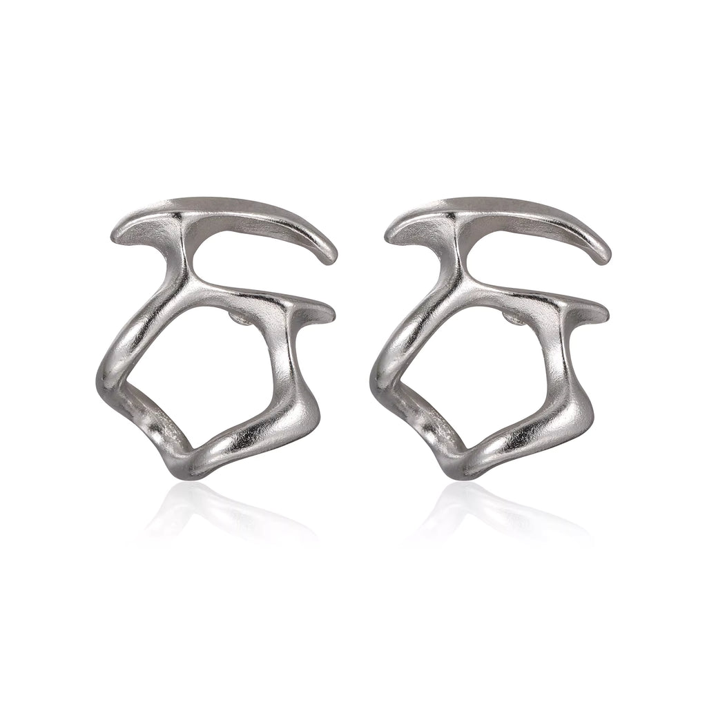 Sculptural Silver-Toned Earrings