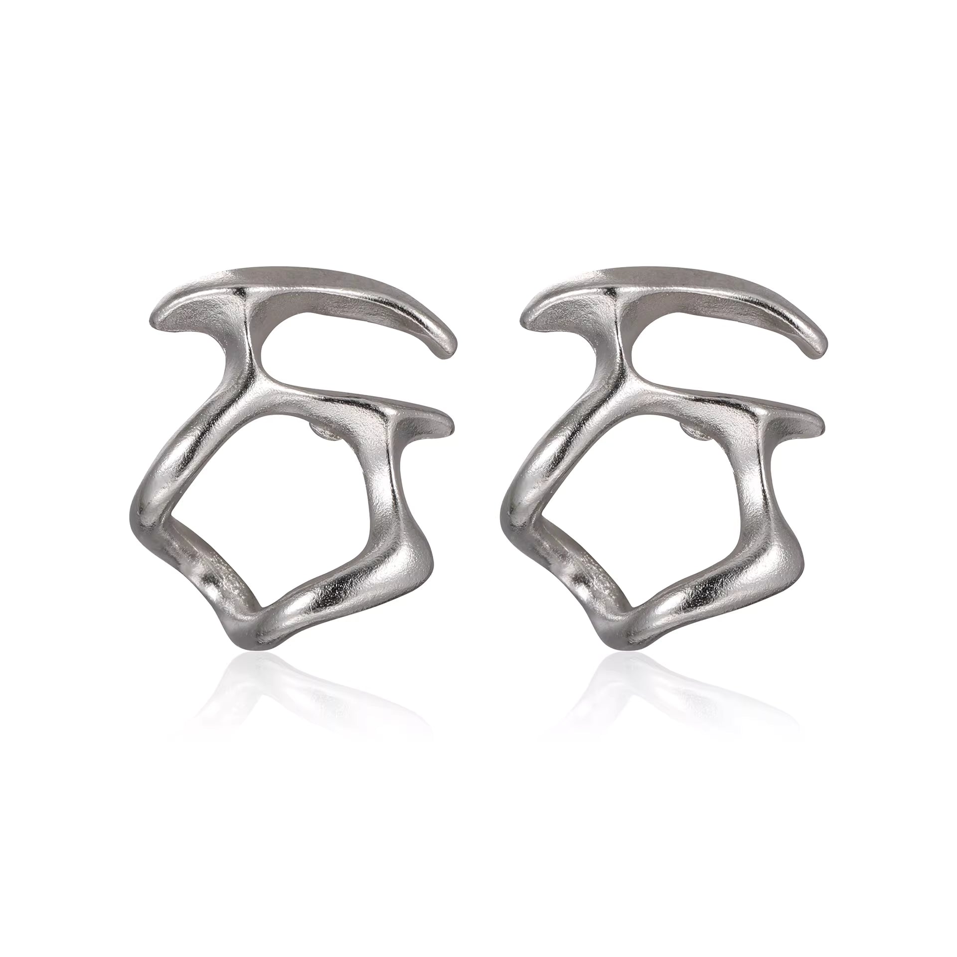 Sculptural Silver-Toned Earrings