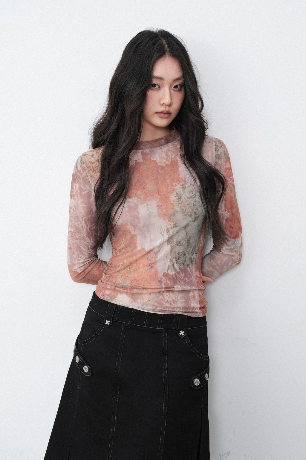 New Romantics Mesh Long Sleeve Top