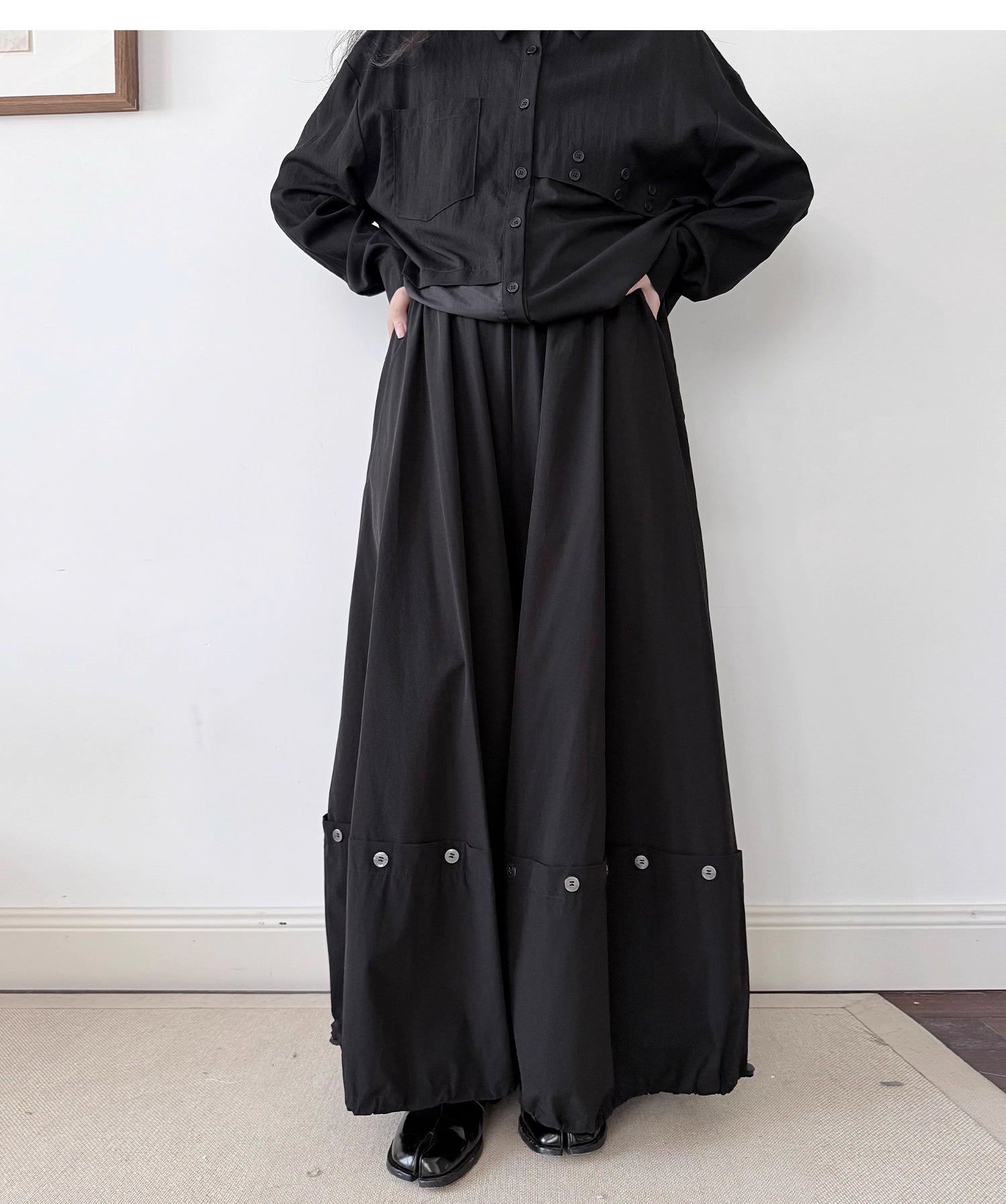 Button Detail Skirt Pants