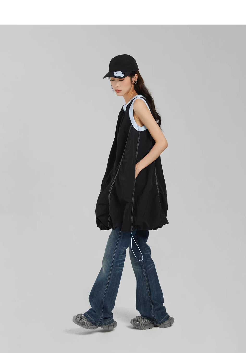 Technical Stitch Parachute Dress