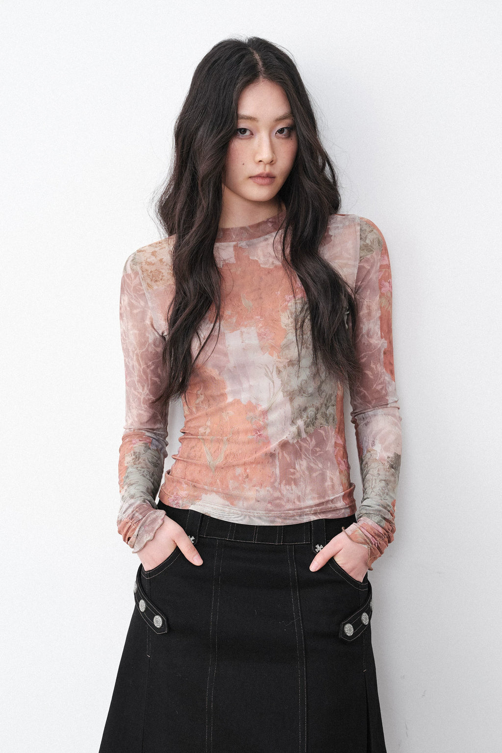 New Romantics Mesh Long Sleeve Top