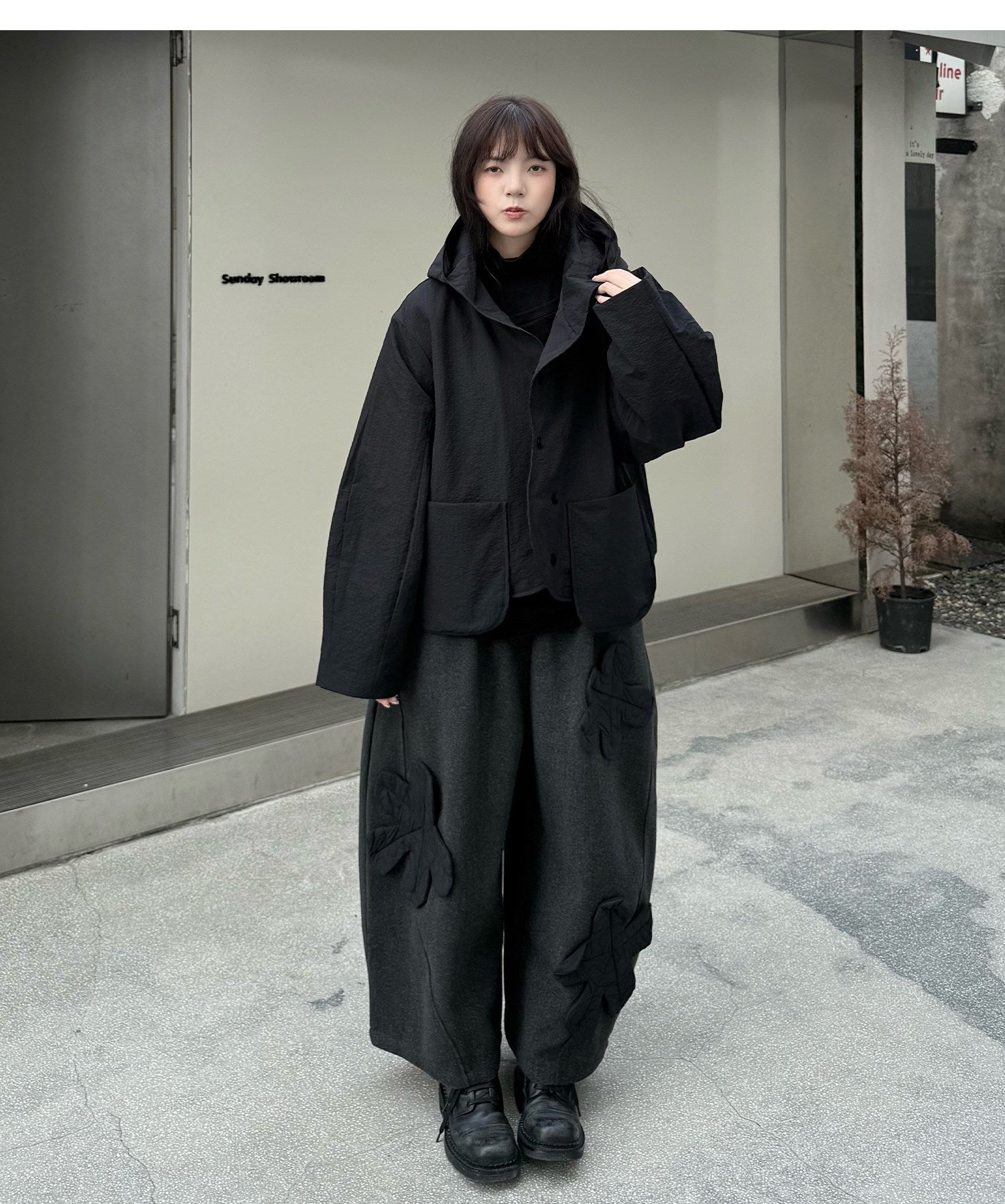 Quilted Flower Patch Balloon Leg Trousers