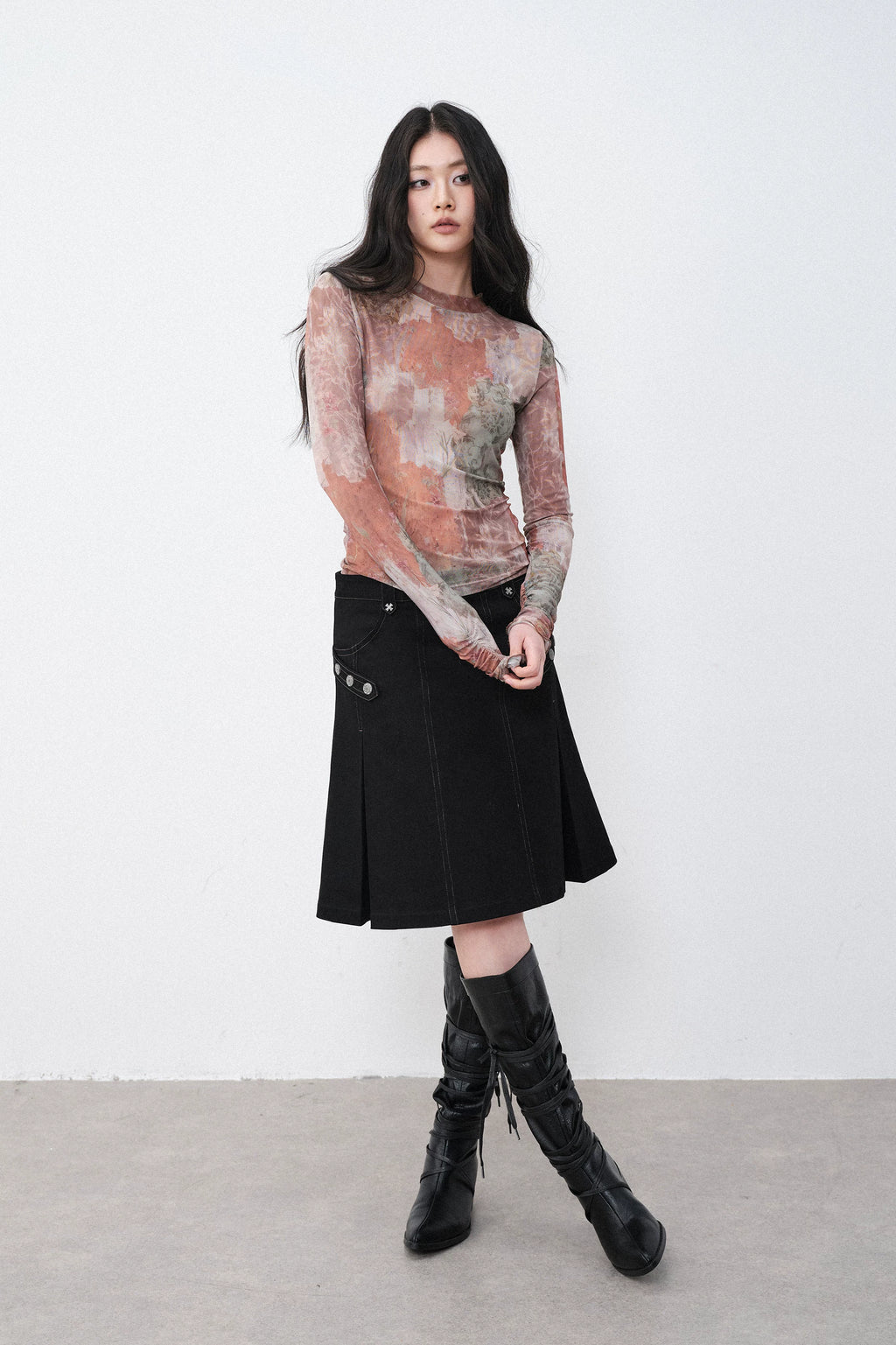 New Romantics Mesh Long Sleeve Top