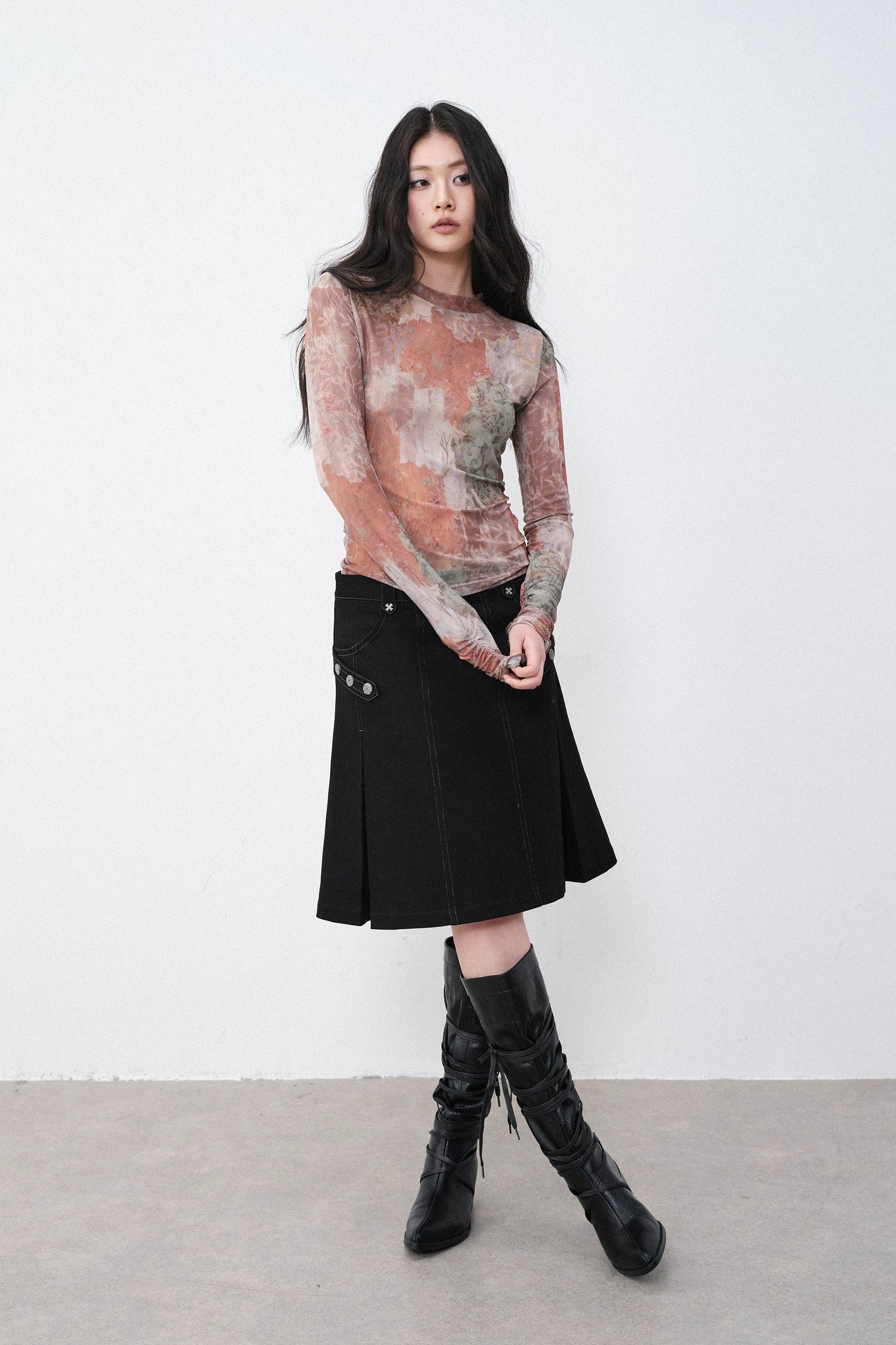 New Romantics Mesh Long Sleeve Top