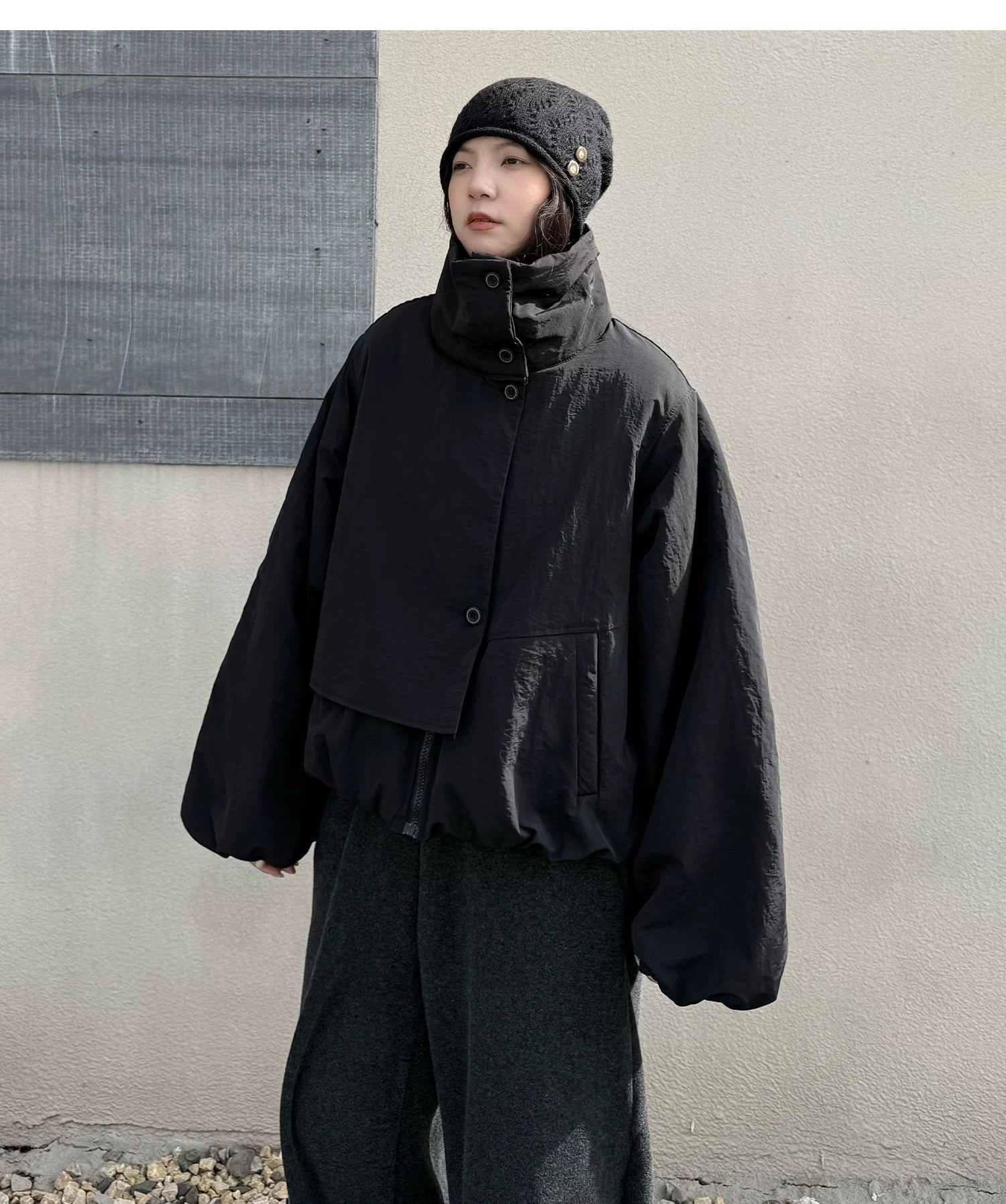 Vector Overlap Funnel-Neck Blouson