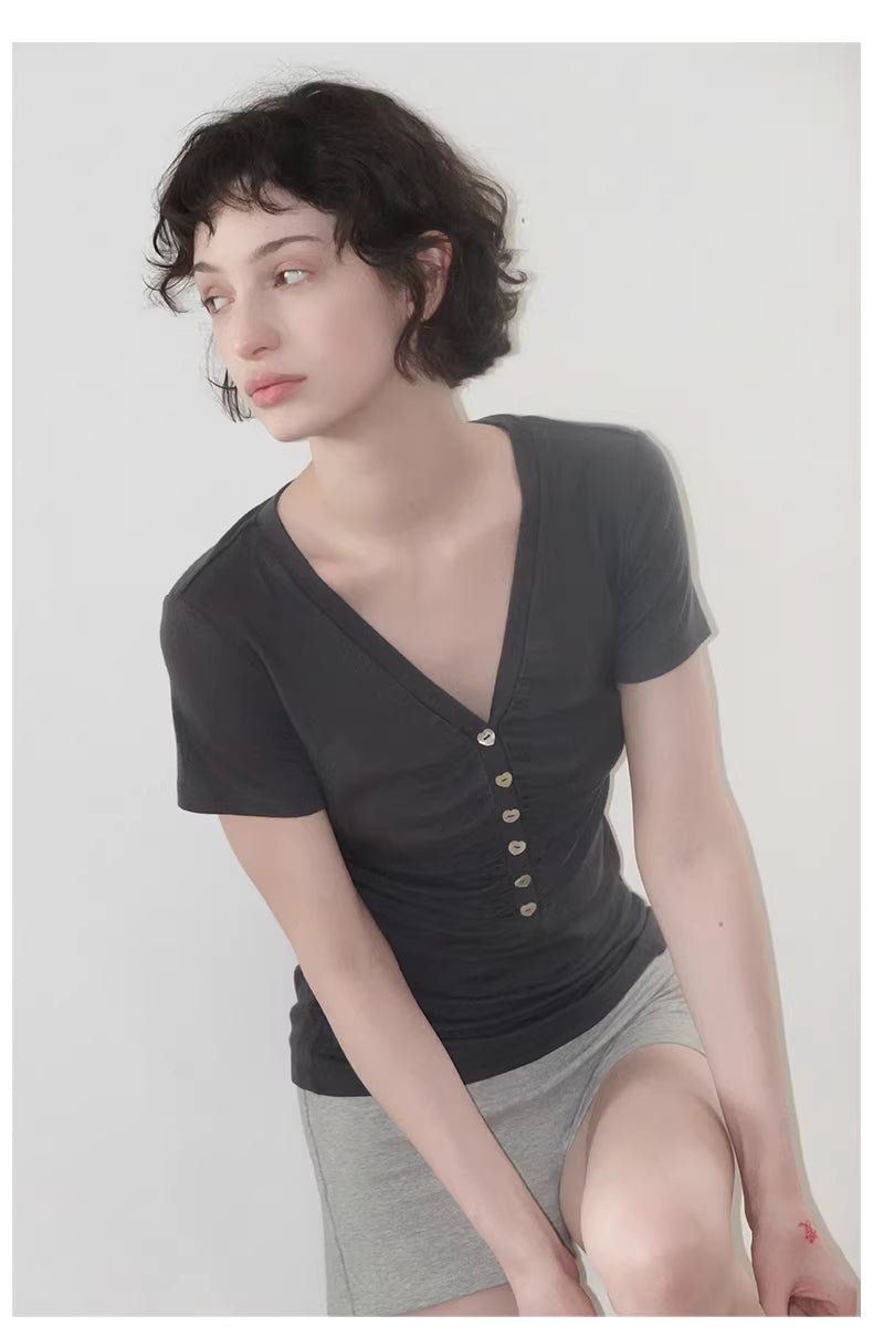 Heirloom Heart Bodice Wool-Blend Knit in Grey or Charcoal