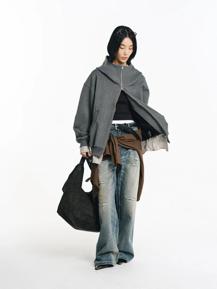 Detachable Plaid Layer Hoodie