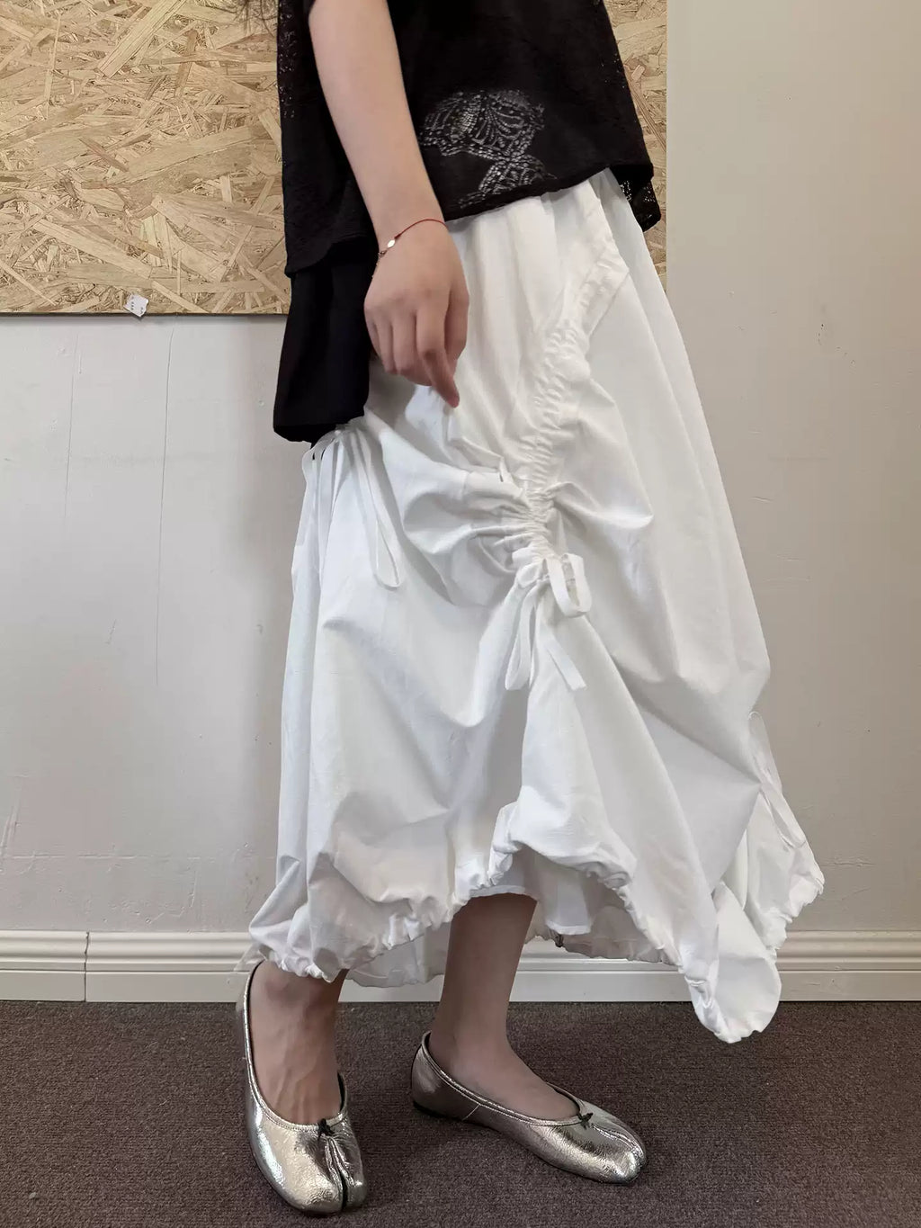 Adjustable Bubble Hem Maxi Skirt