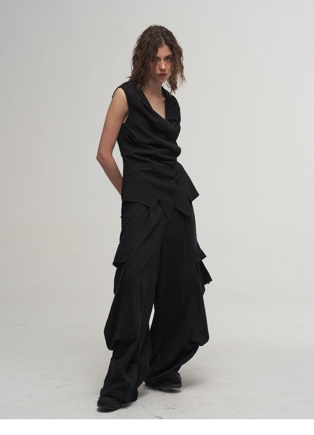 Draped Asymmetric Tailored Vest