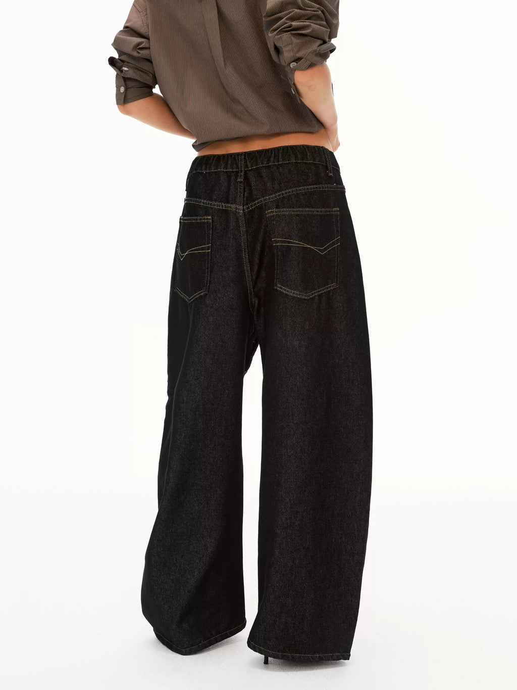 Asymmetric Button Fly Wide-Leg Denim