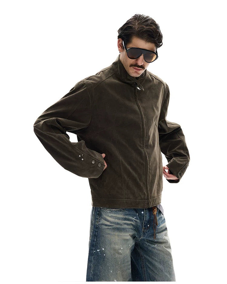 Vintage Faux Suede Zip Jacket