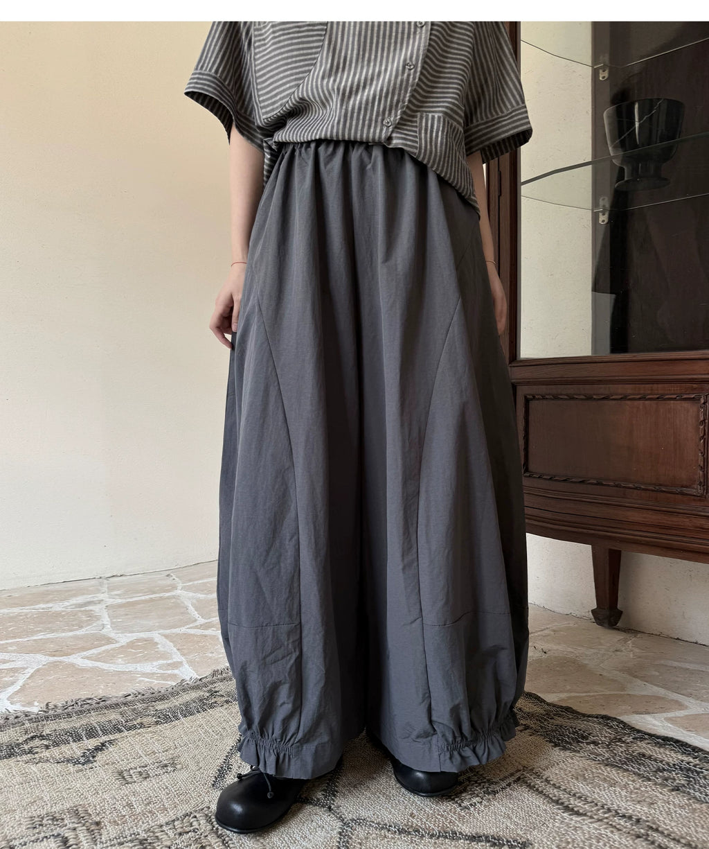 Gathered Balloon Wide-Leg Trousers
