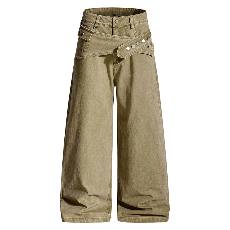 Removable Waistband Wide Leg Trousers