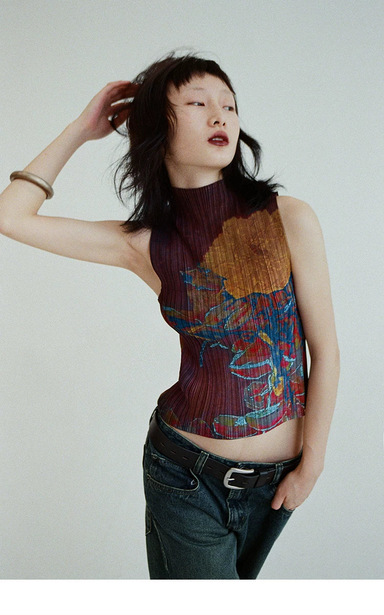 Chromatic Verdant Pleat Tank