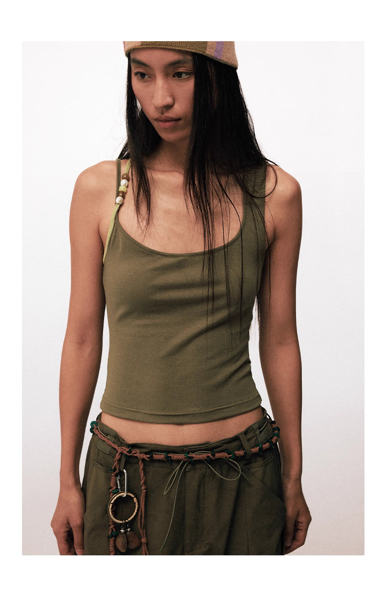 Asymmetric Halter Bead Top