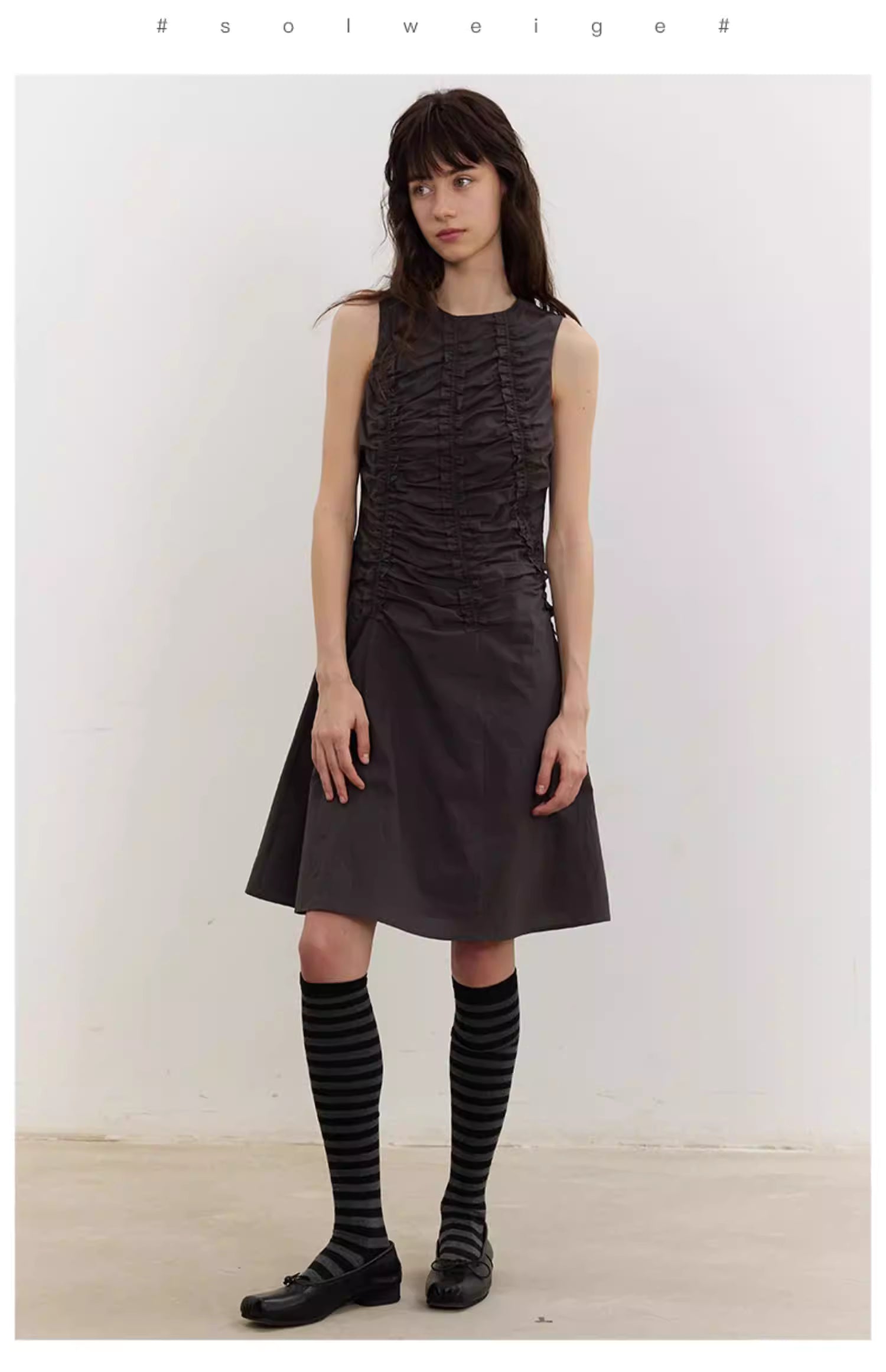 Arbour Ruched Column Dress in White or Black Ink