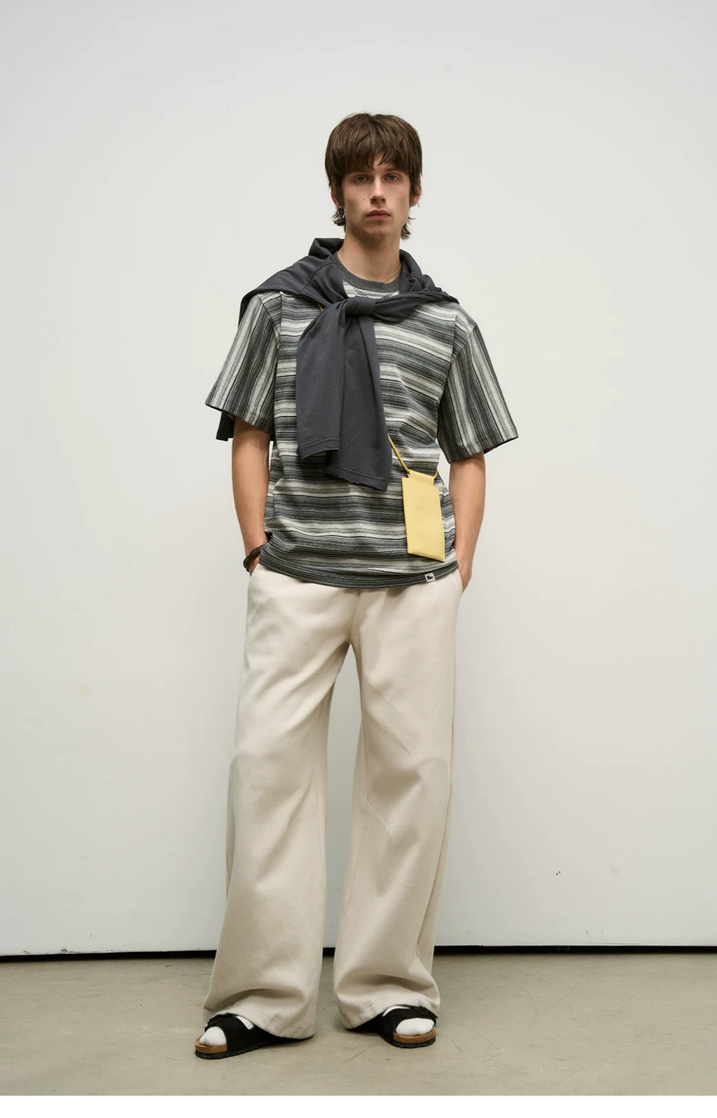 Layered Piqué Wide-Leg Trousers