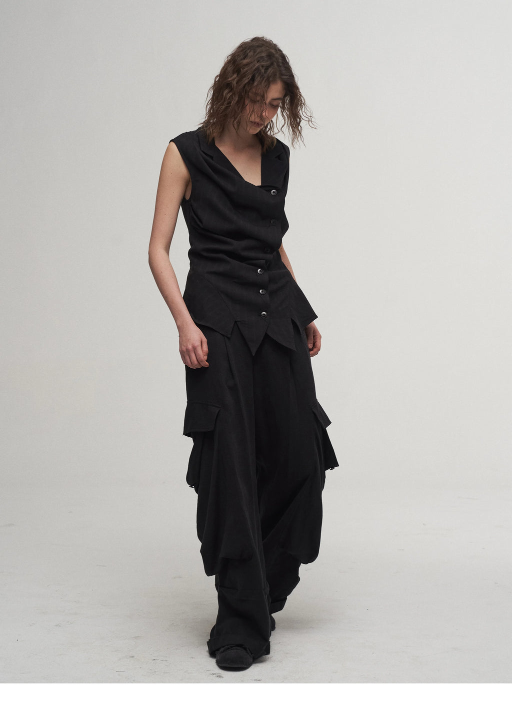Draped Asymmetric Tailored Vest