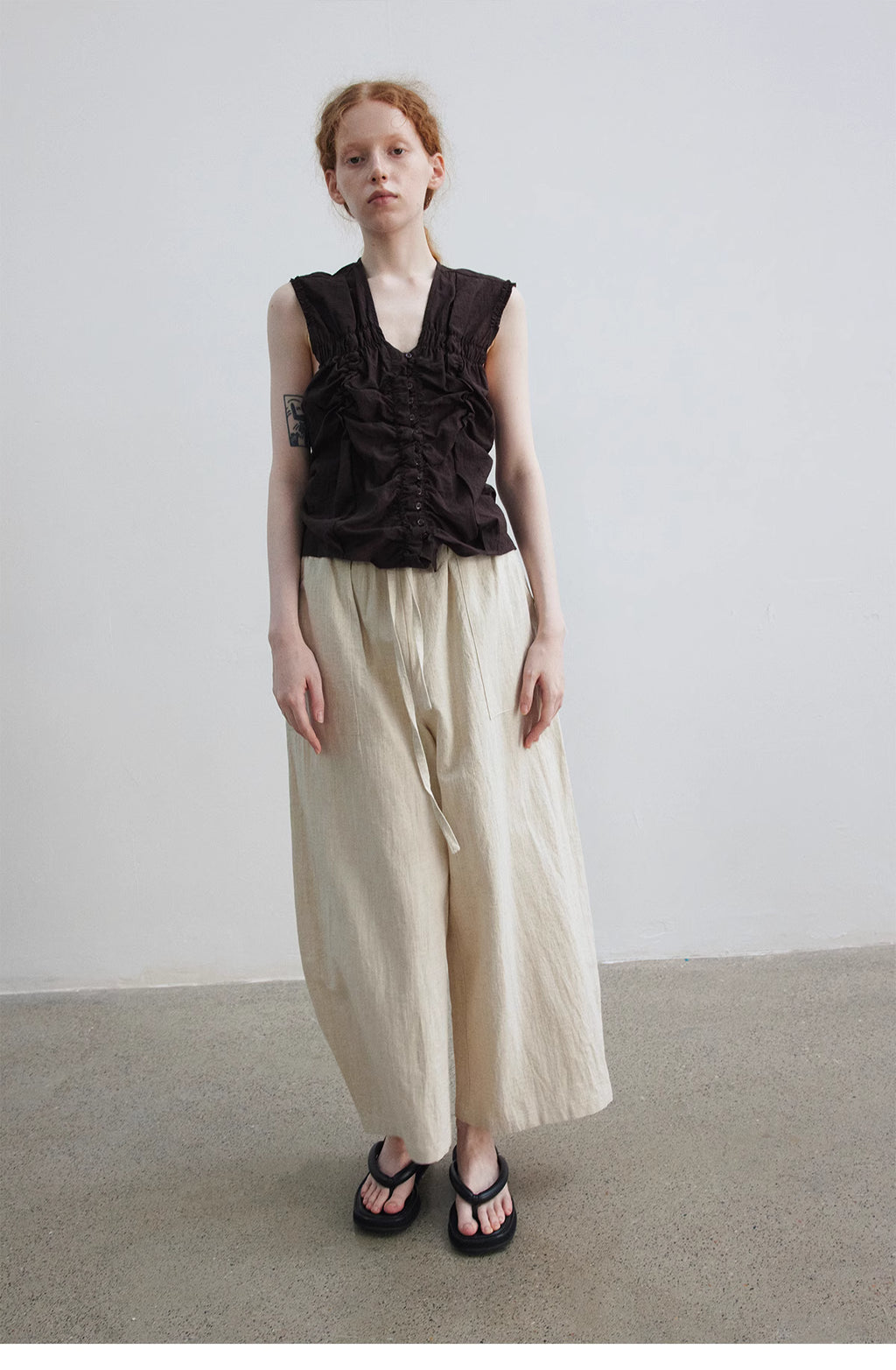 Ruched Sleeveless Top.