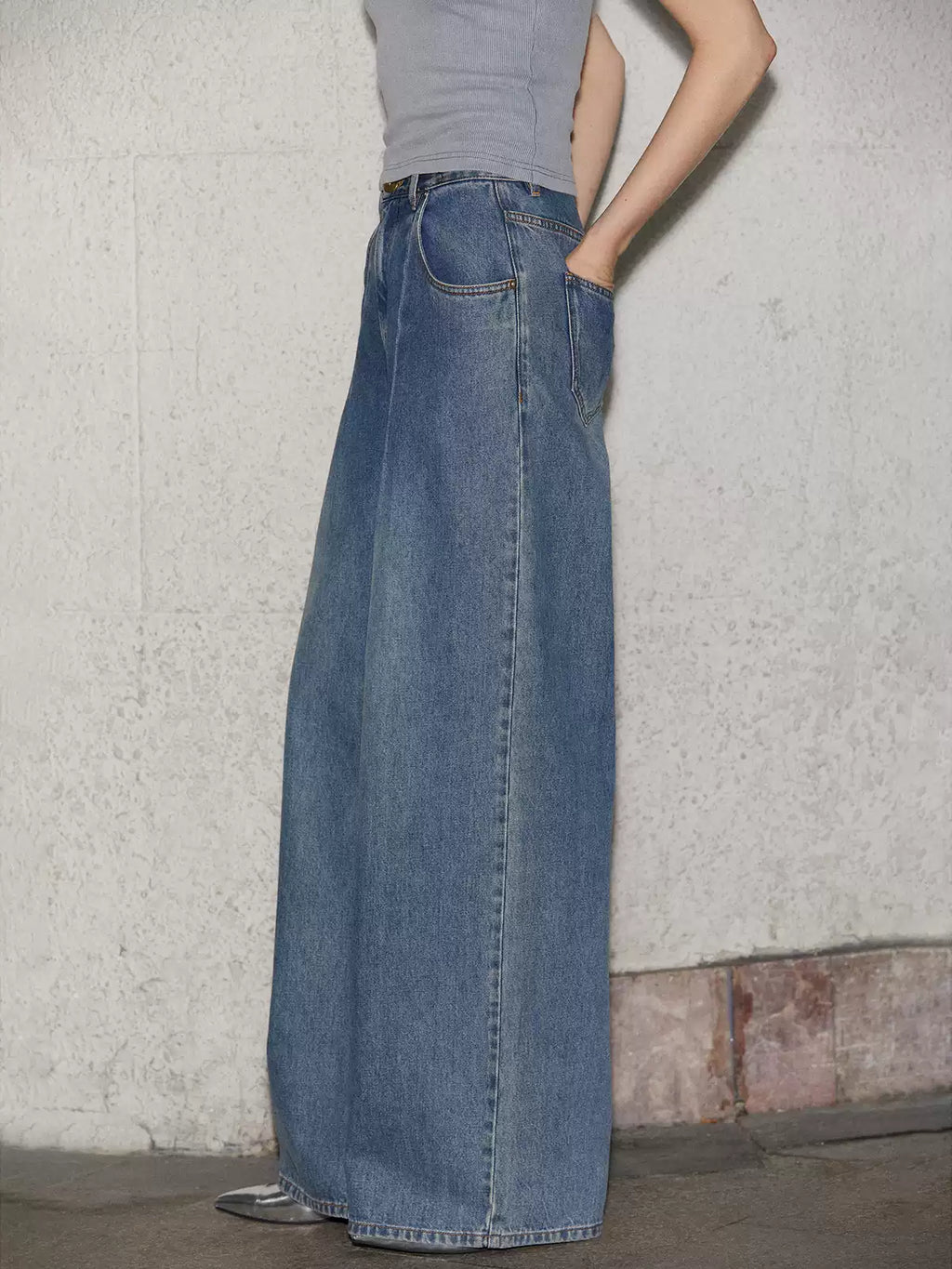 Wide-Leg Denim Jeans