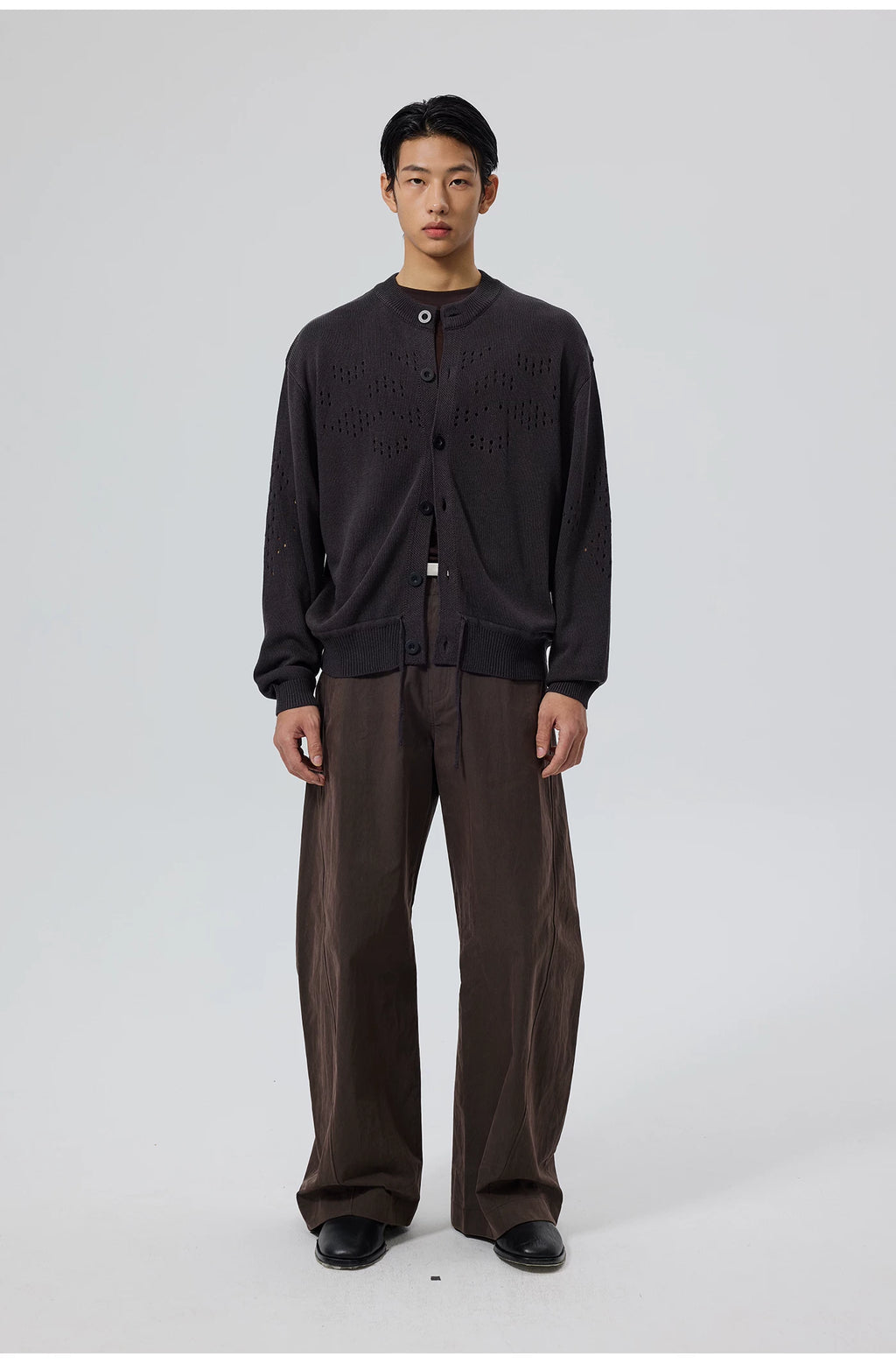 Perforated Knit Cardigan