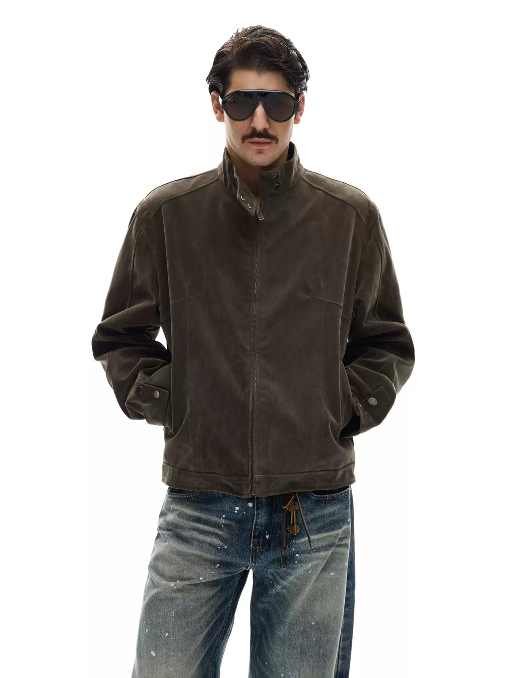 Vintage Faux Suede Zip Jacket