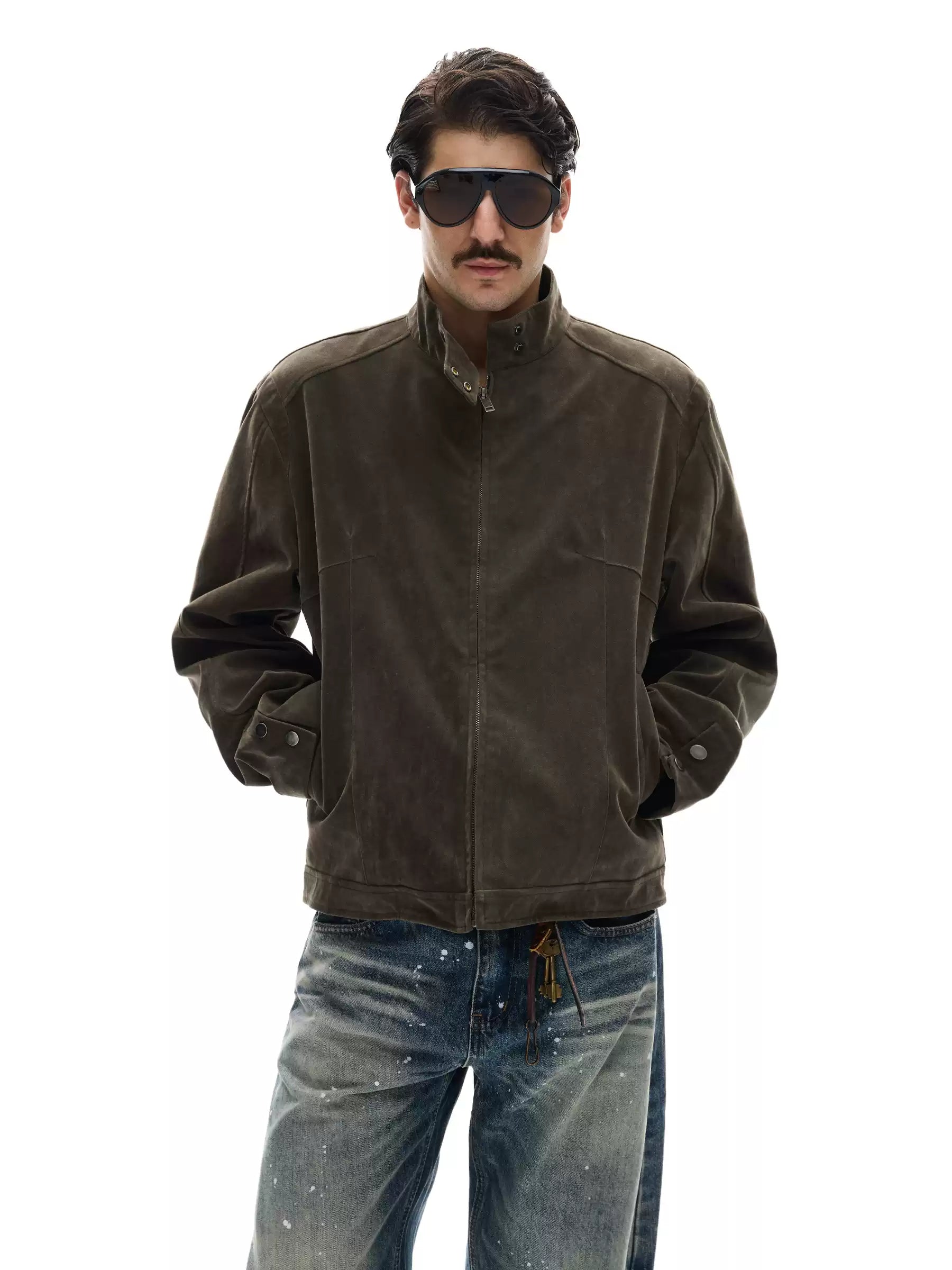 Vintage Faux Suede Zip Jacket