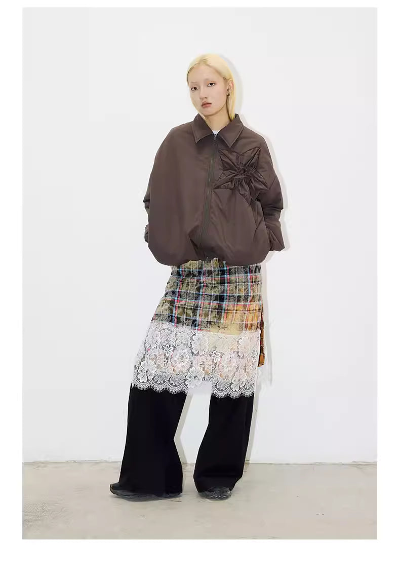 Floral Sunburst Ruched Padded Jacket