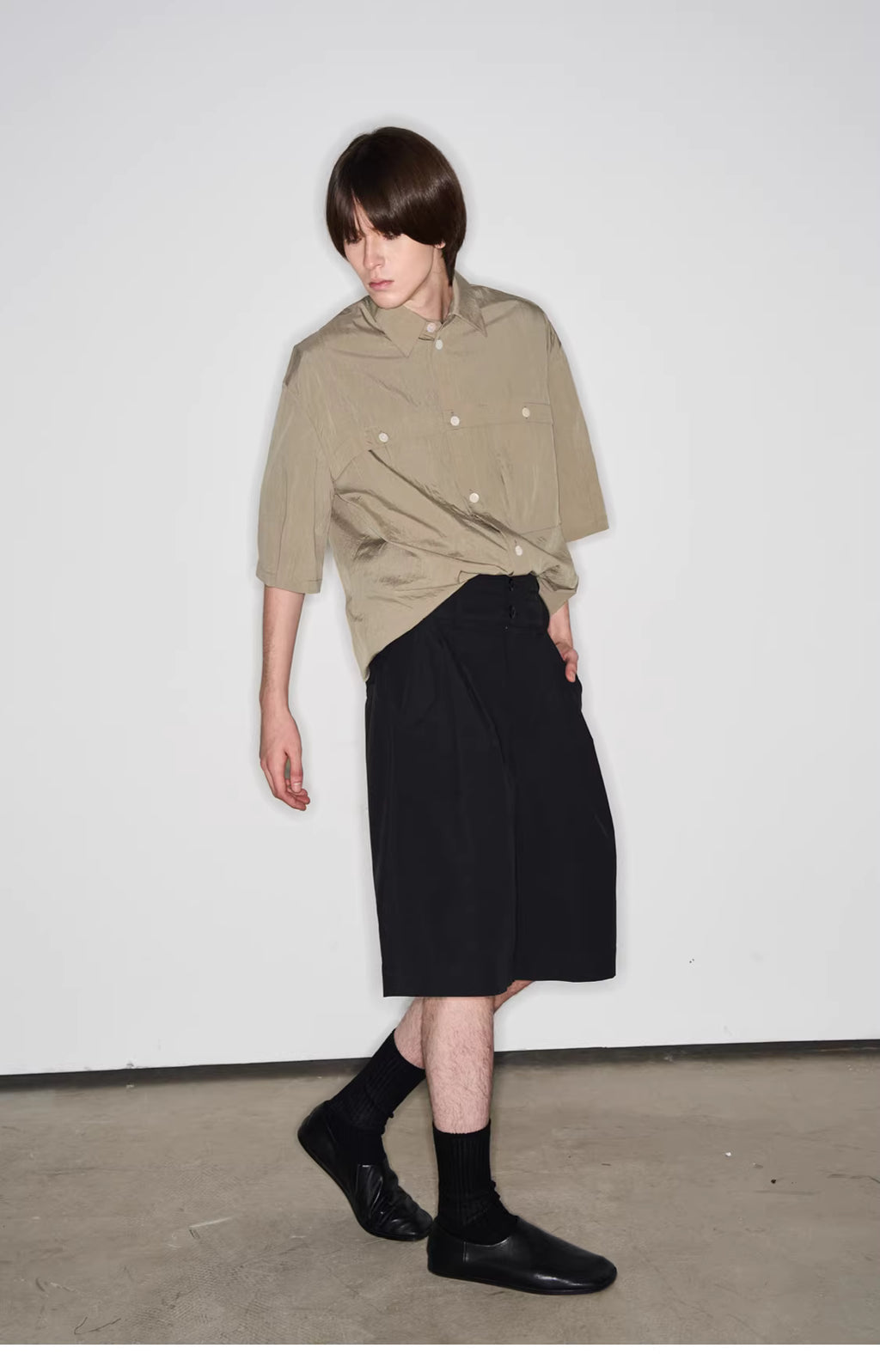 Fluid State Lapel Collar Button-Up Shirt