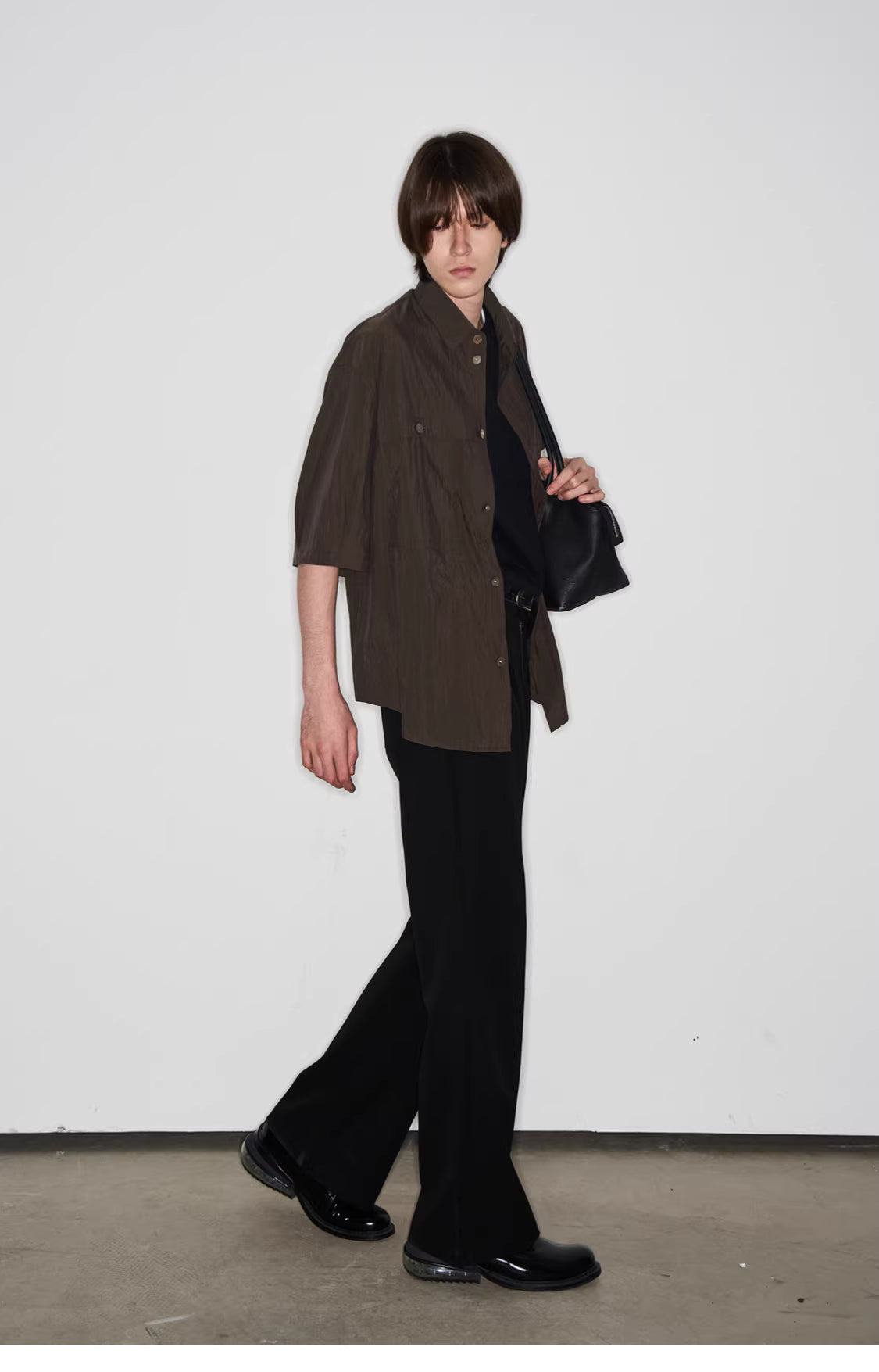 Fluid State Lapel Collar Button-Up Shirt