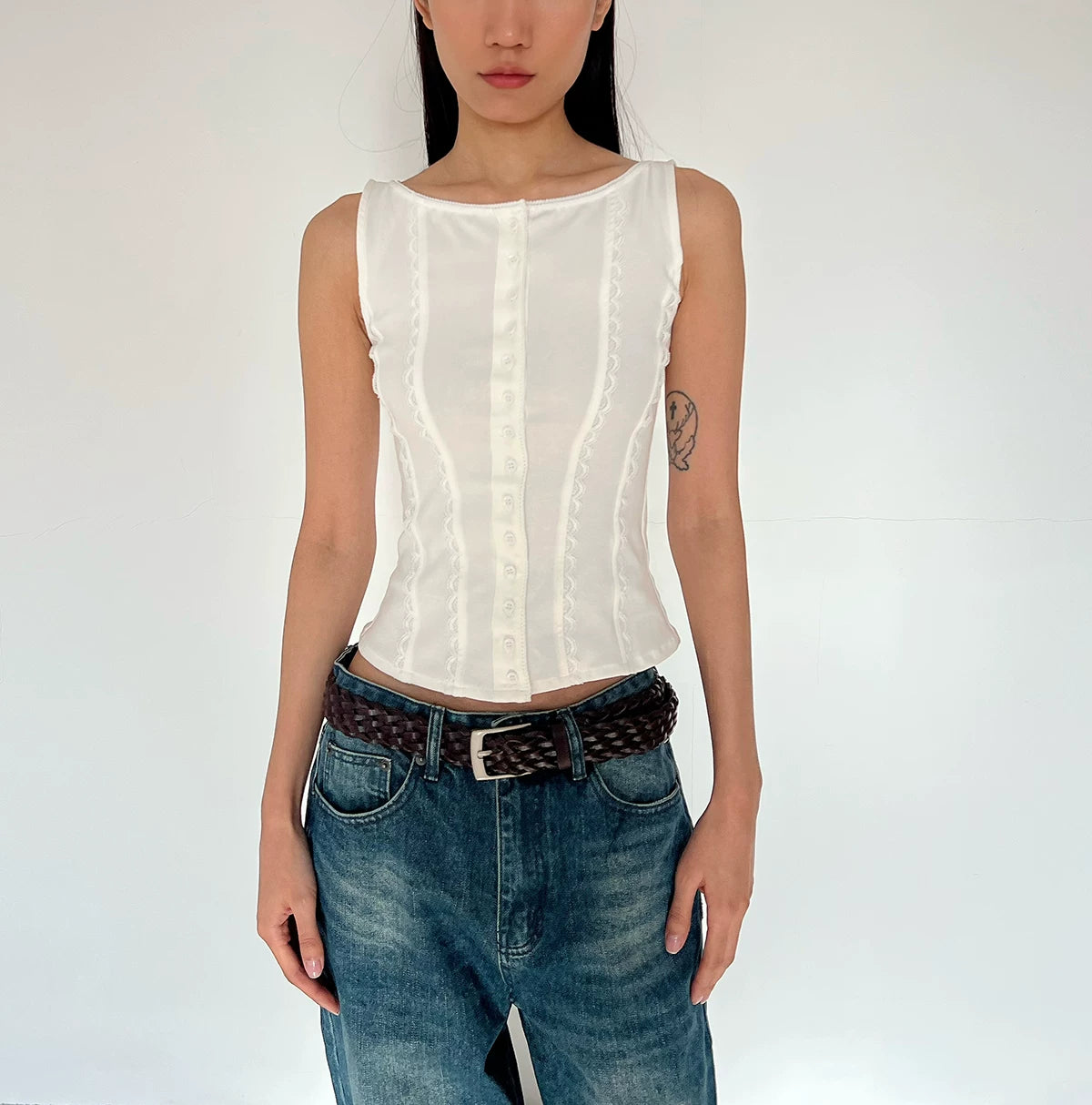 Contour Button Cotton Tank