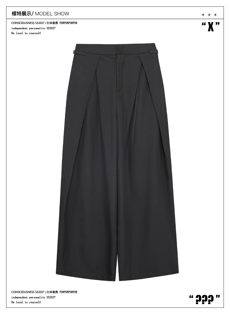 Pleated Trousers with Adjustable Waist
