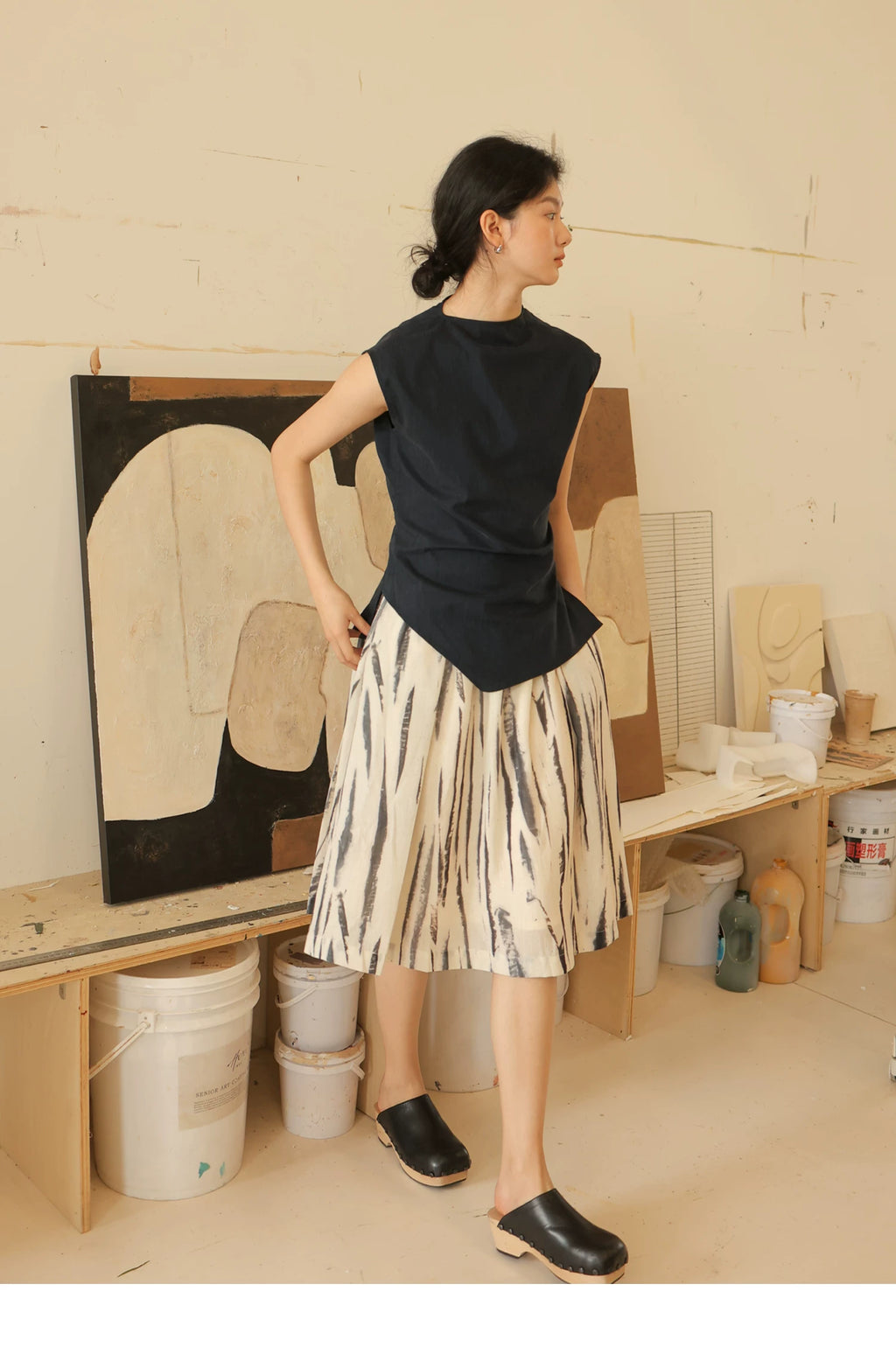 Lyocell Linen Sleeveless Top in Terracotta or Navy
