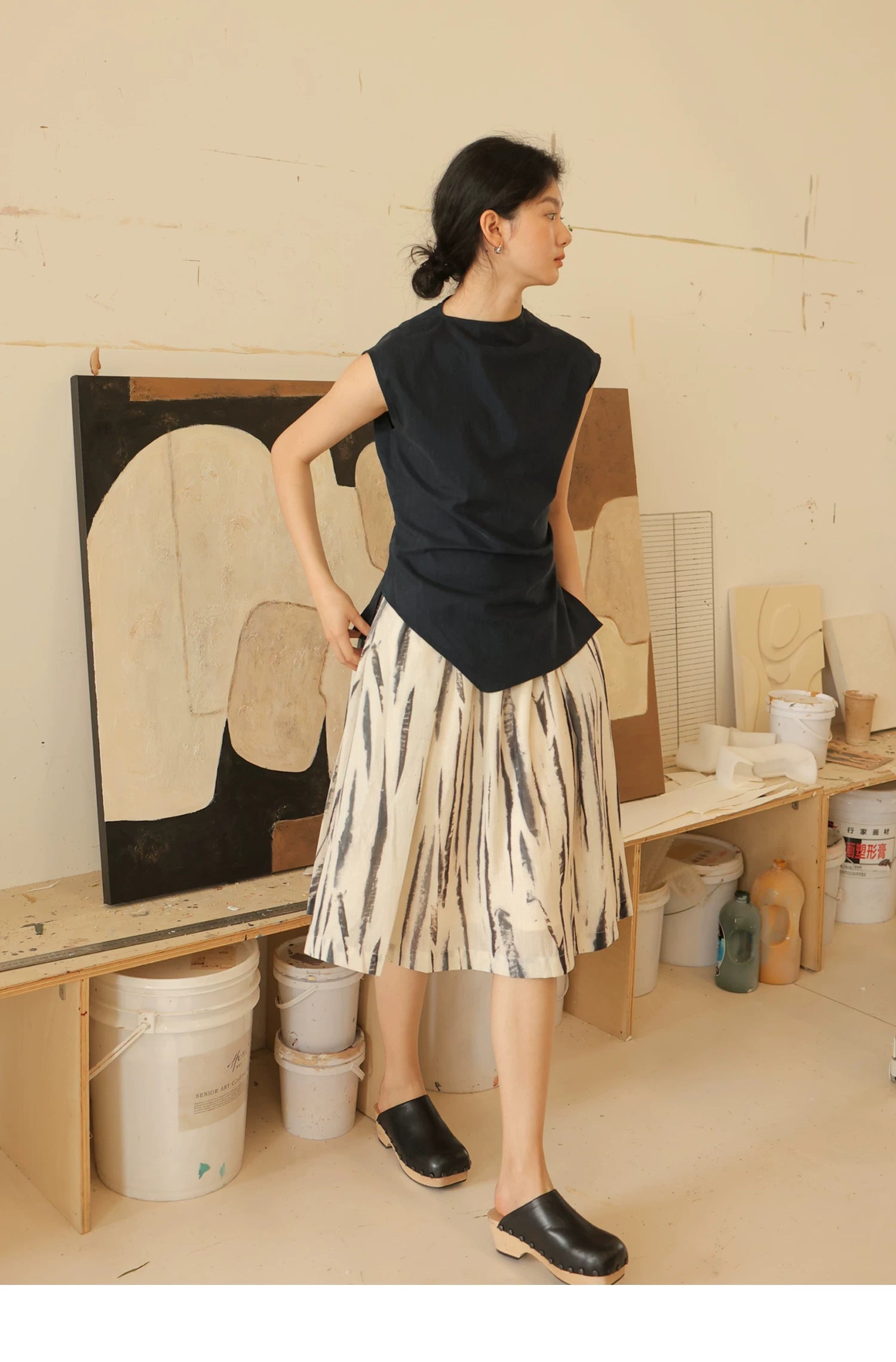 Lyocell Linen Sleeveless Top in Terracotta or Navy