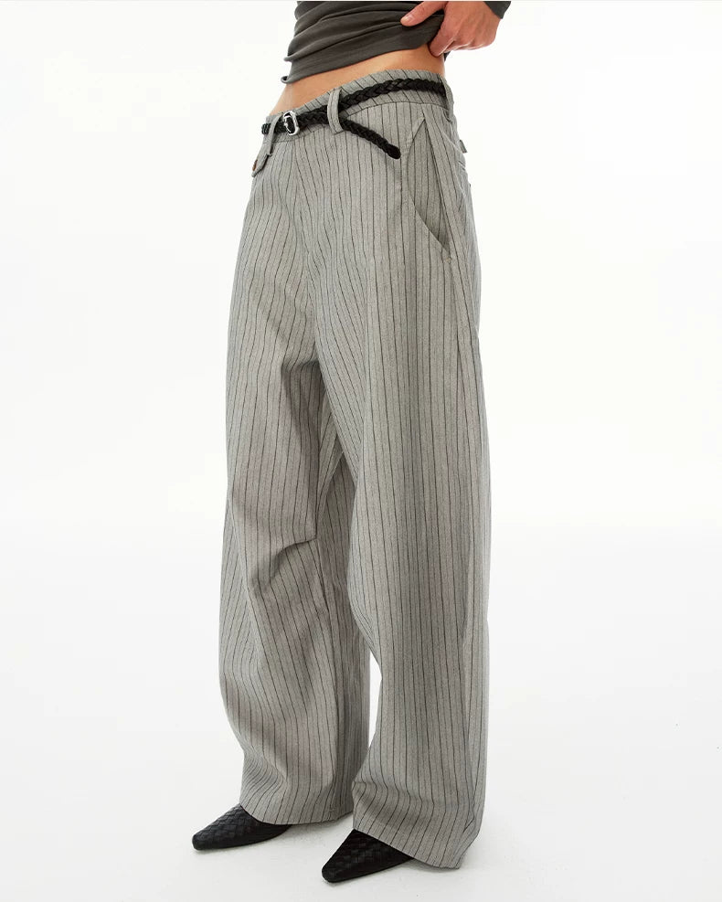 Pinstripe Wide-Leg Trousers