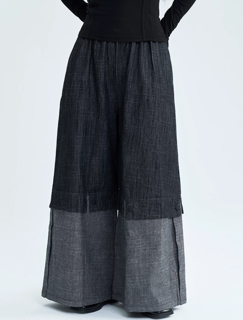 Two-Tone Wide-Leg Pants