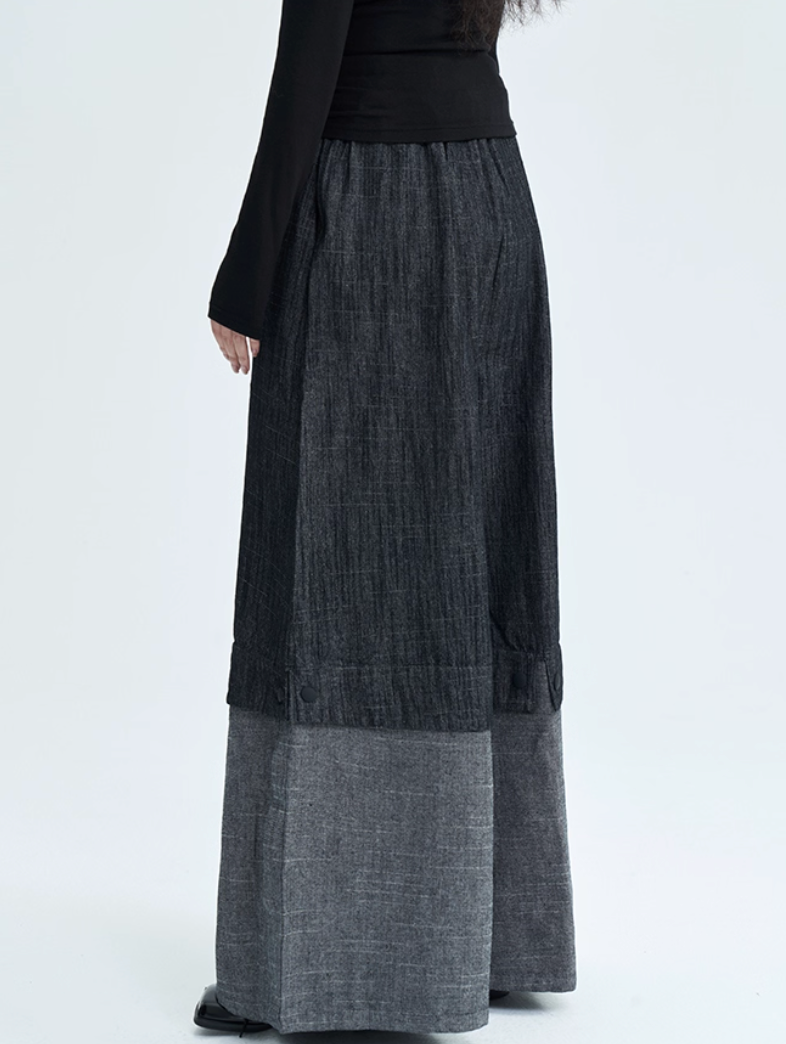 Two-Tone Wide-Leg Pants