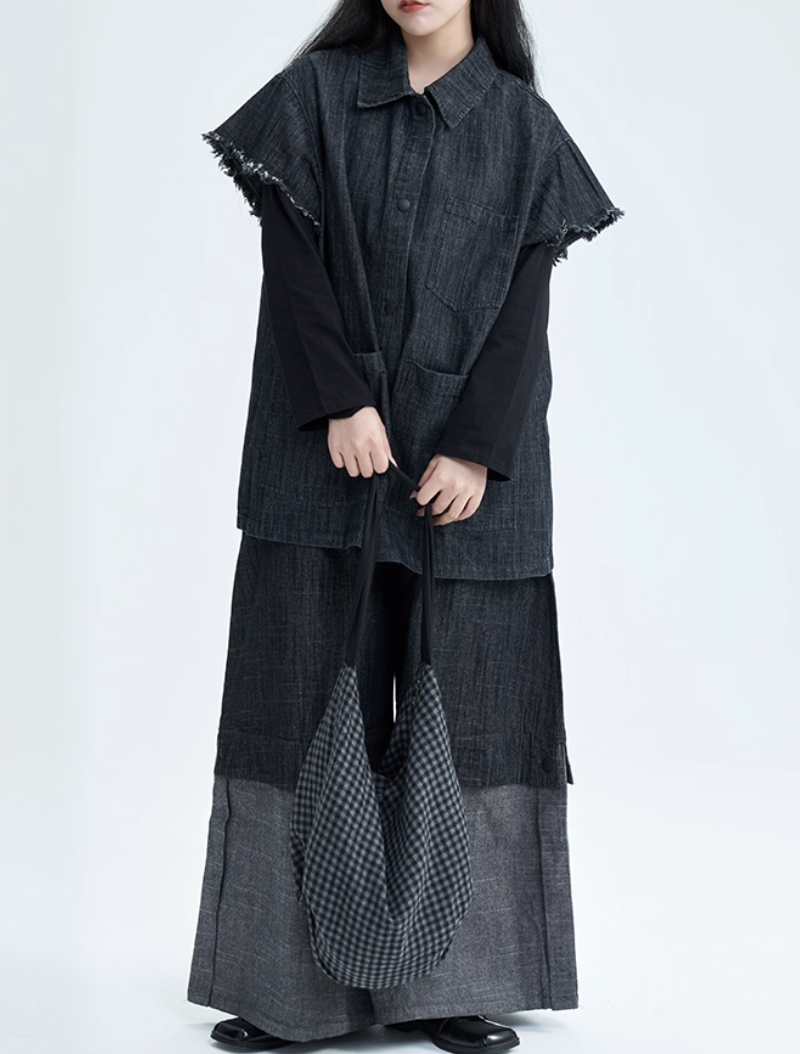 Two-Tone Wide-Leg Pants