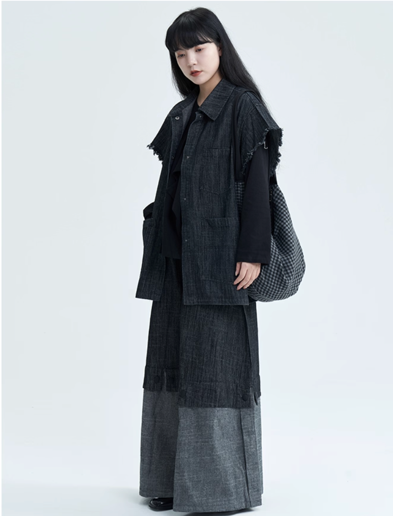 Two-Tone Wide-Leg Pants