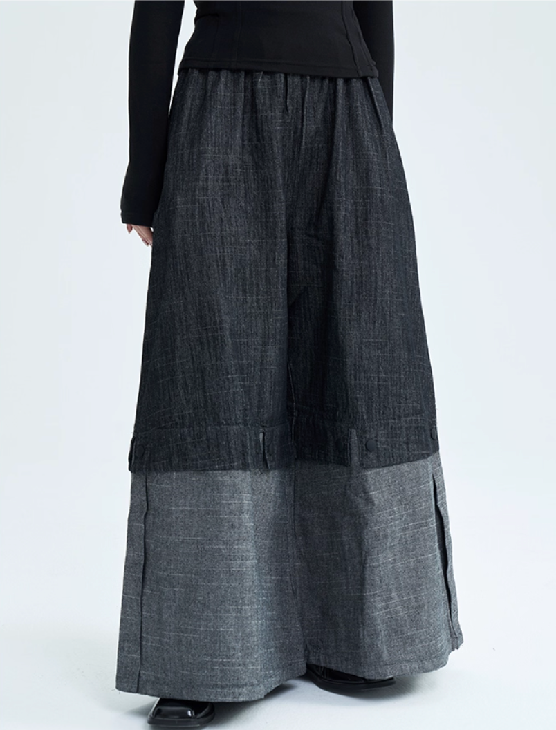 Two-Tone Wide-Leg Pants