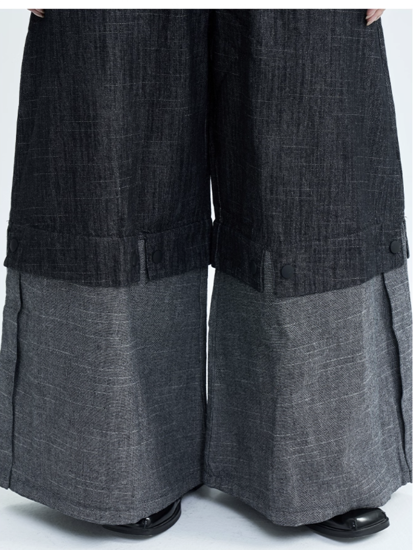 Two-Tone Wide-Leg Pants