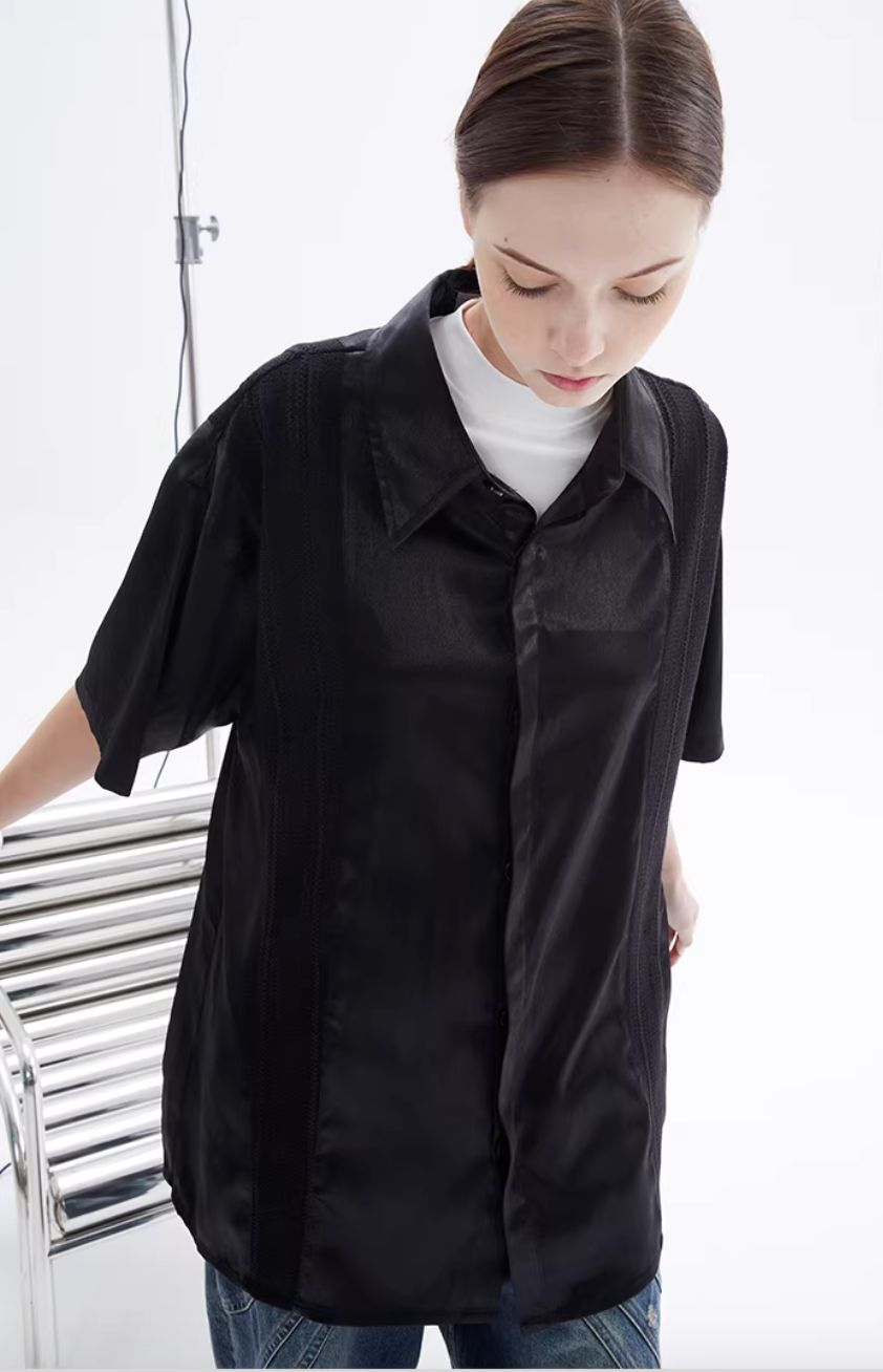 Midnight Satin-Finish Shirt