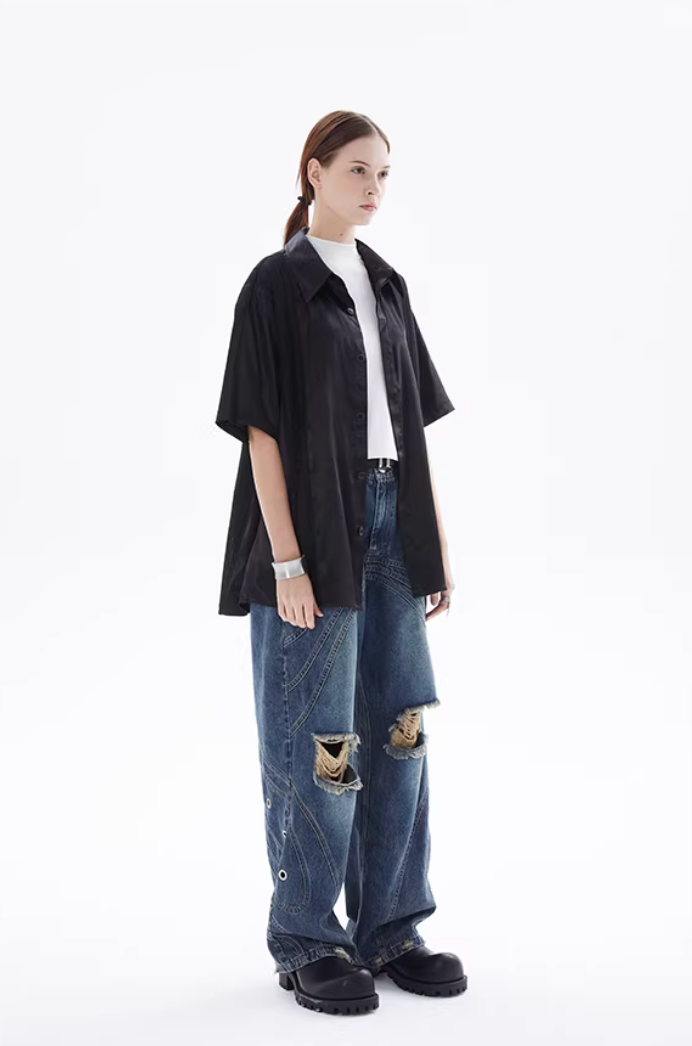 Midnight Satin-Finish Shirt