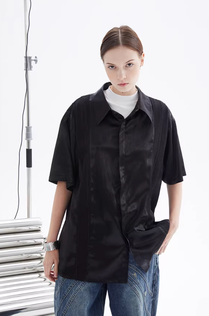 Midnight Satin-Finish Shirt
