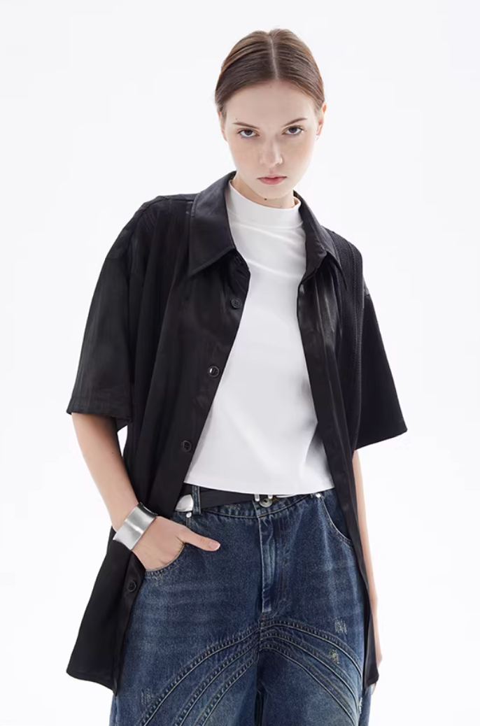 Midnight Satin-Finish Shirt