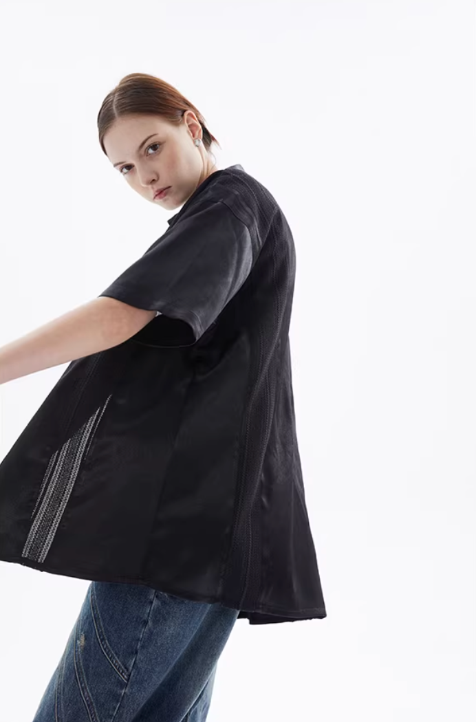 Midnight Satin-Finish Shirt