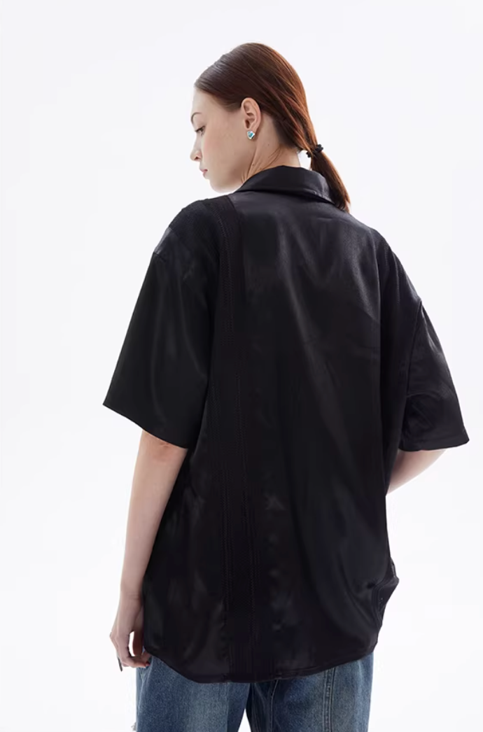 Midnight Satin-Finish Shirt