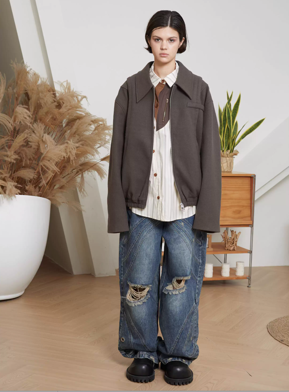 Geometric Flux Blouson Jacket