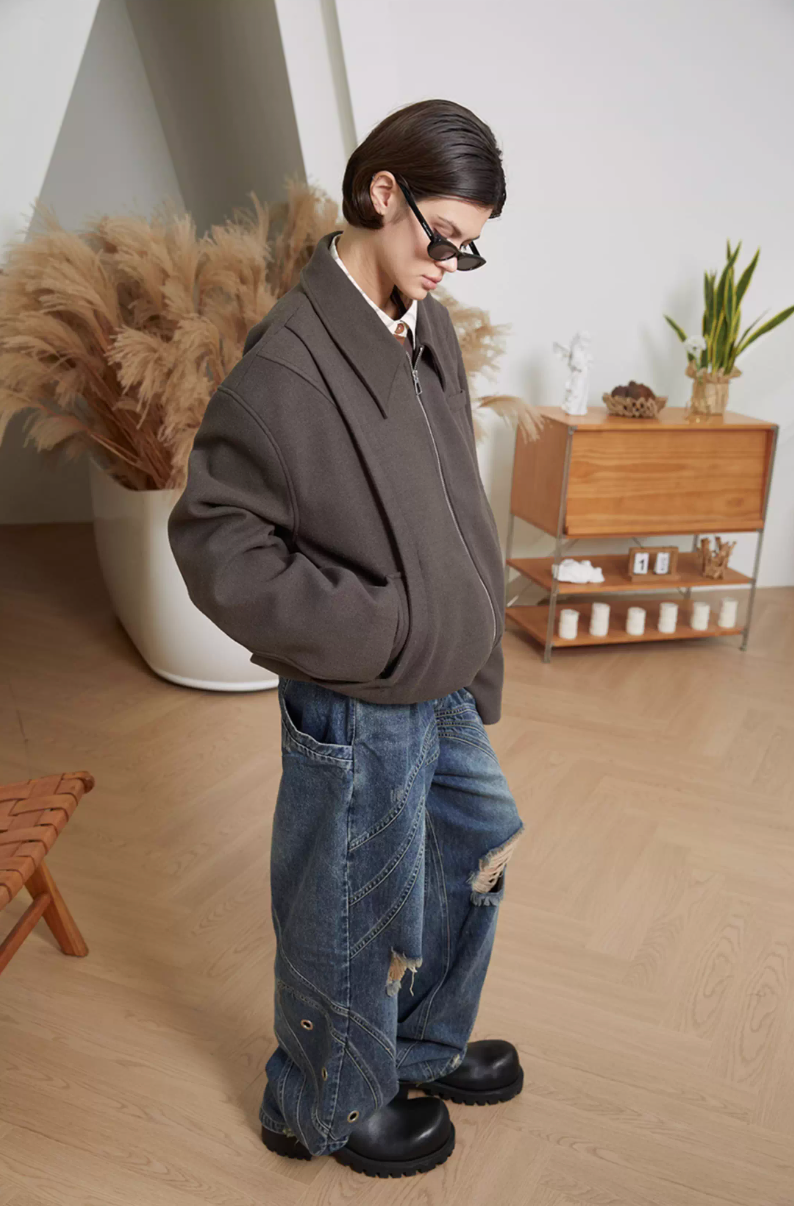 Geometric Flux Blouson Jacket